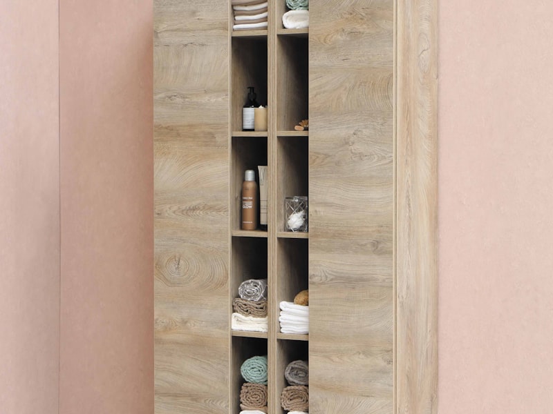 Custom closet organization system with shelving and drawers in South Florida home